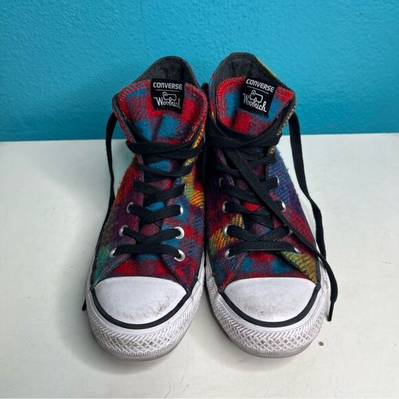 Converse Woolrich plaid high top shoes multicolored - Picture 1 of 8